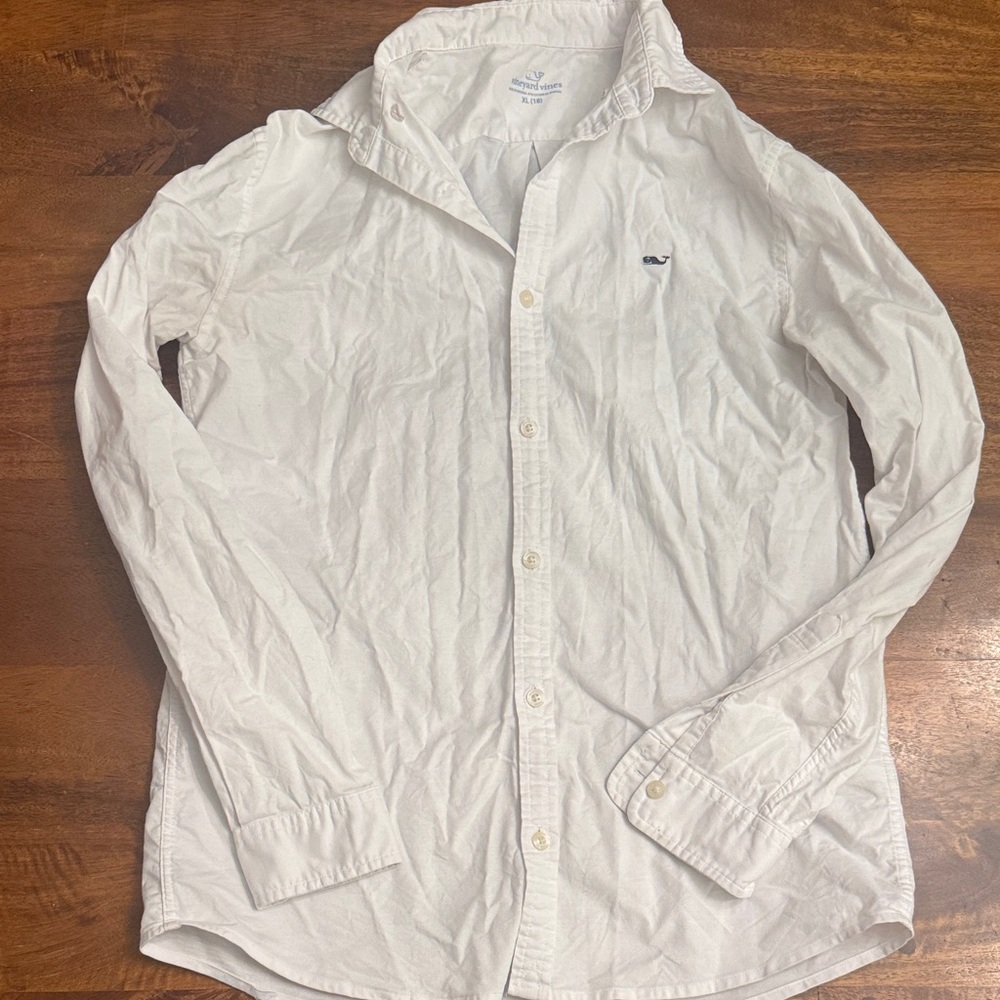 Boys Vineyard Vine White Button-Down Shirt size 18